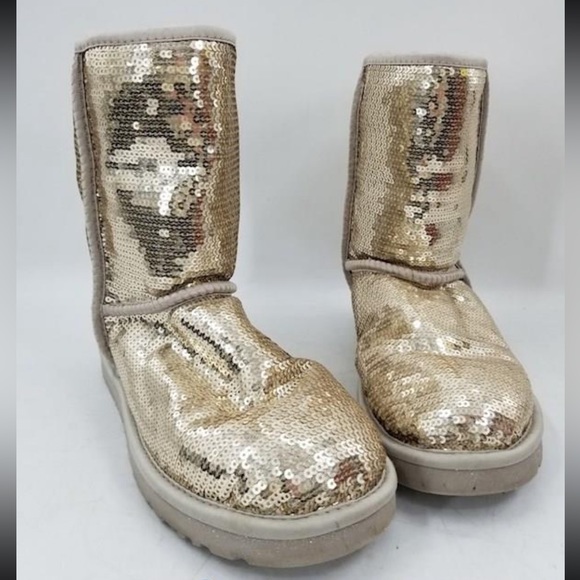 UGG Classic Gold Sequin Ankle Boots - Picture 3 of 16